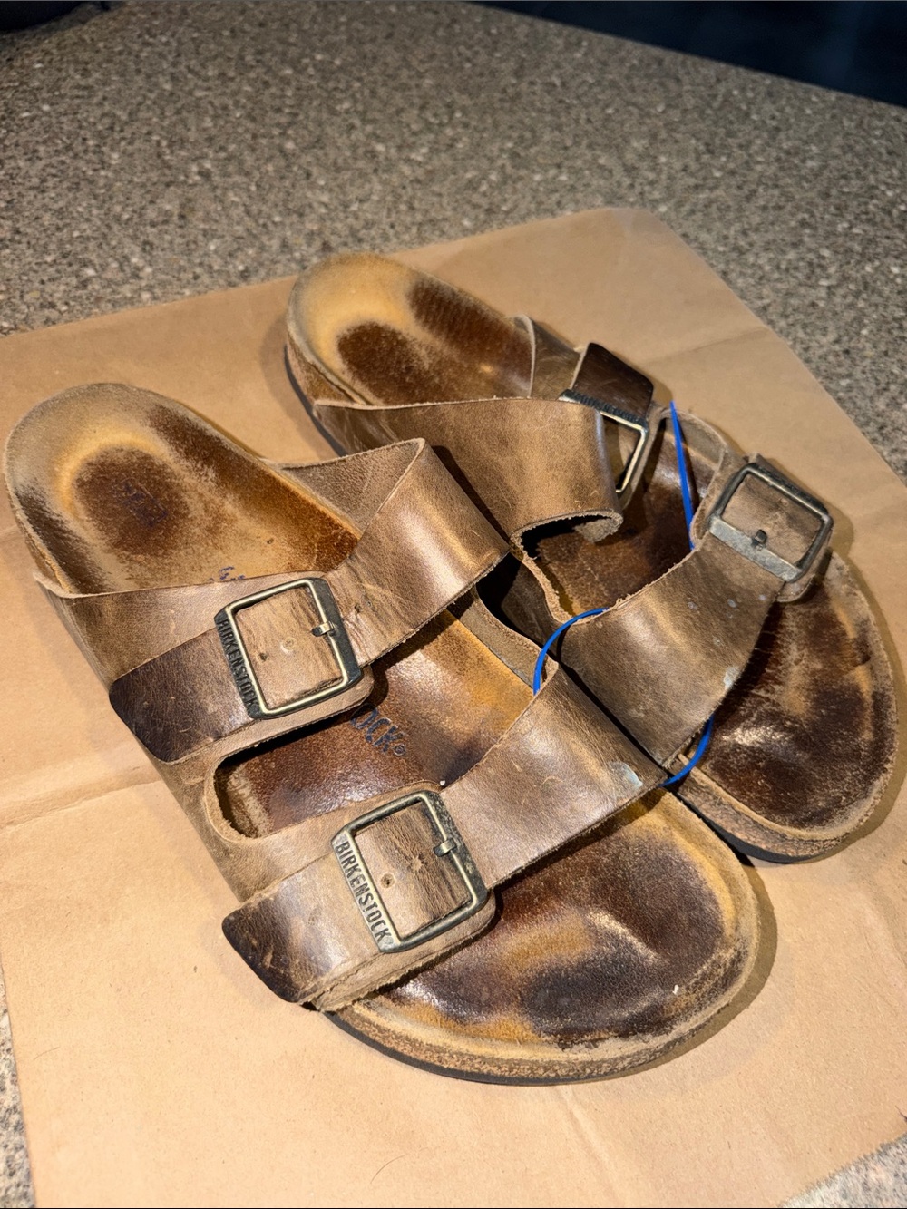 Birkenstock Brown Leather Double Buckle Sandals